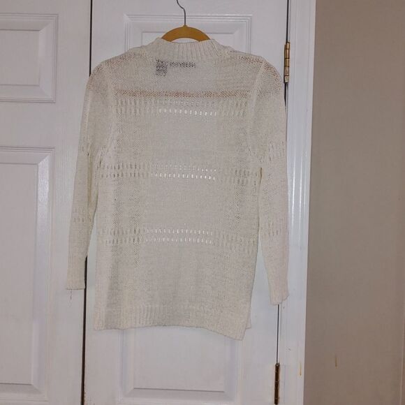 Preswick & Moore white open front summer spring cardigan Sz M - Picture 5 of 5